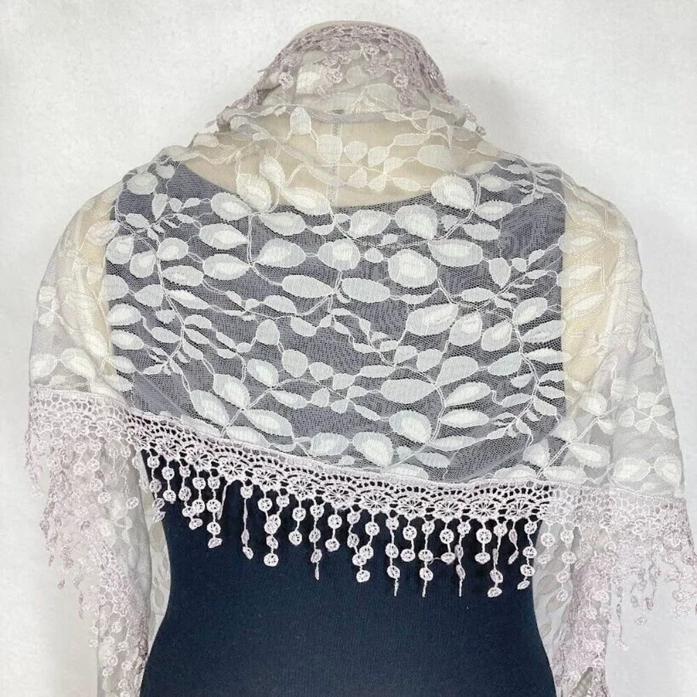 Pretty Persuasions Sheer Scarf Mesh Gray Dainty Feminine Wedding Elegant Grandma